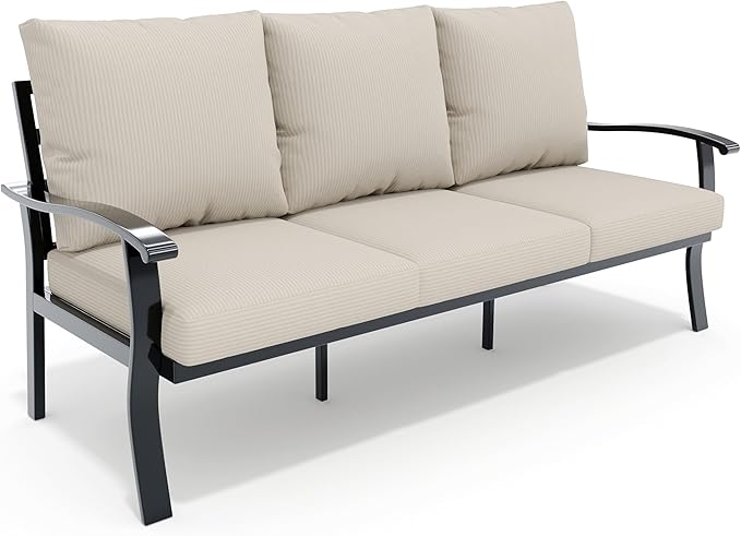 HOMREST Outdoor Couch Aluminum Patio Furniture Sofa, 3-Seat All-Weather Metal by HOMREST