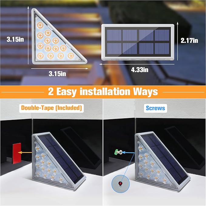 VOLISUN Outdoor Stair Lights 12 Pack, Solar Step Lights Waterproof IP67 - Image 6