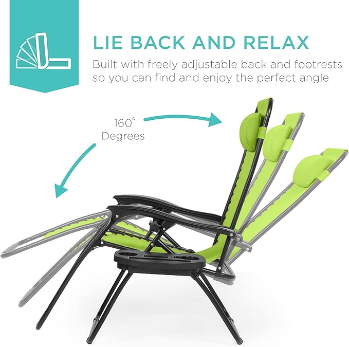 Best Choice Products Set of 2 Adjustable Steel Mesh Zero Gravity Lounge Chair - Image 4