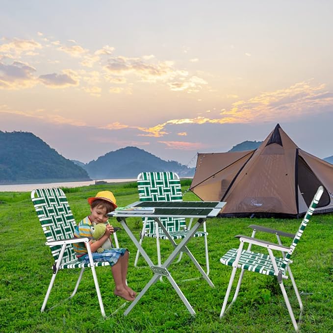 VINGLI Patio Lawn Webbed Folding Chairs Set of 2, Outdoor Beach Chair Portable - Image 7