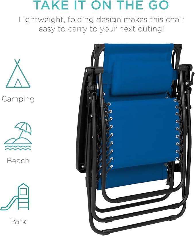 Best Choice Products Folding Zero Gravity Outdoor Recliner Patio Lounge Chair - Image 7