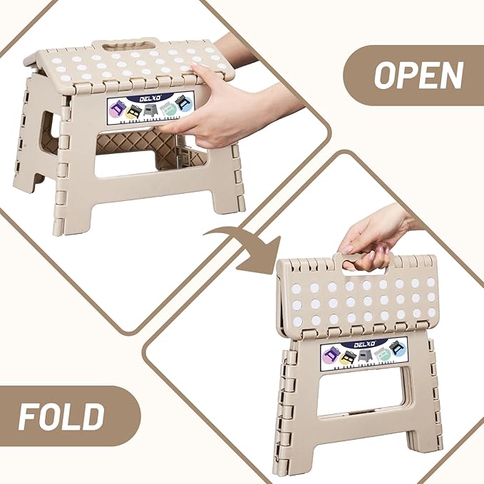Delxo Folding Step Stool, 9 Inch Lightweight Plastic Stepstool, Portable - Image 9