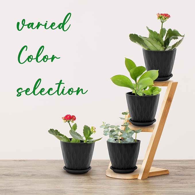 4 inch Plant Pots, 5 Pack Flower Pots Outdoor Indoor, Planters - Image 6