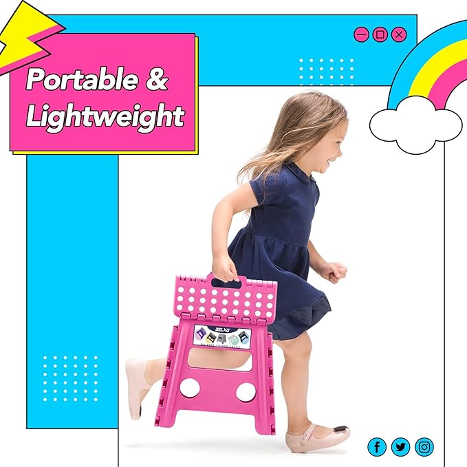 Delxo Folding Step Stool, 13 inch Non-Slip Foldable Stools - Image 3