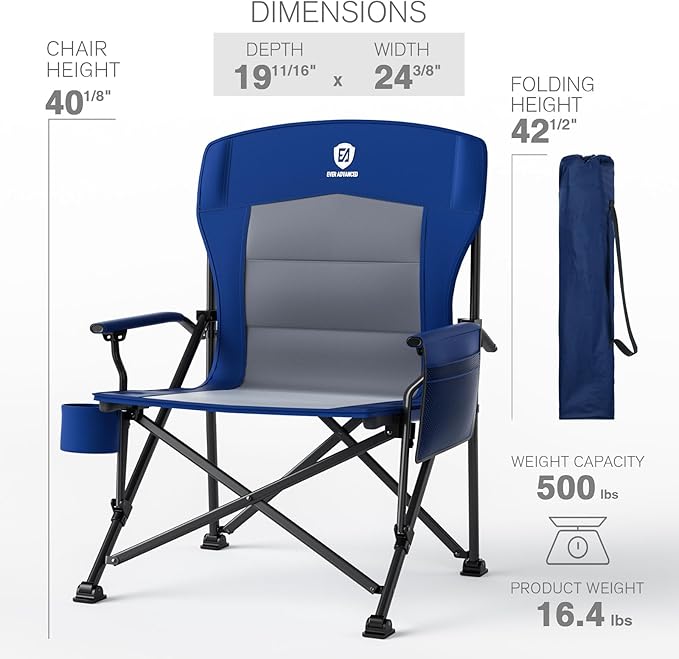 EVER ADVANCED Oversized Folding Camping Chair - Image 6