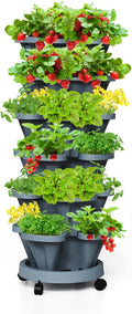 Strawberry Stackable Planters, Vertical Tower Garden, 6 Tiered Stacking Herb by Tectsia