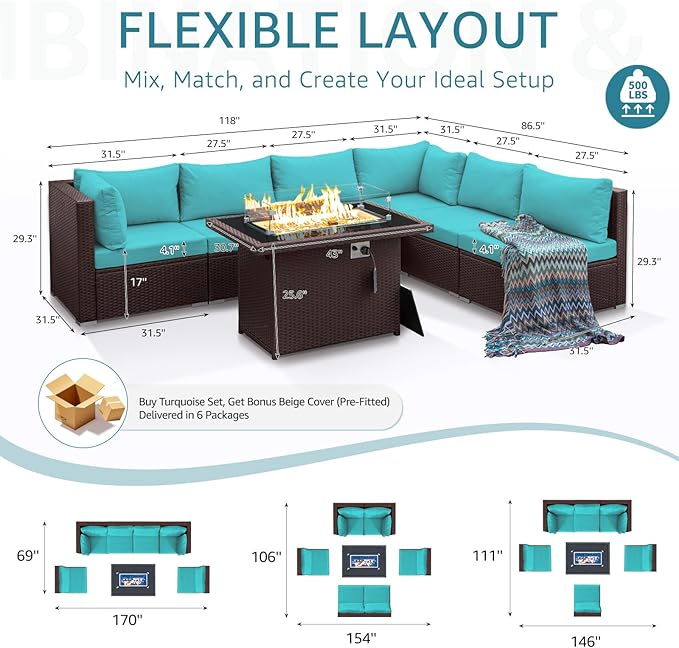 NICESOUL 7 Piece Outdoor Furniture Set - Image 4