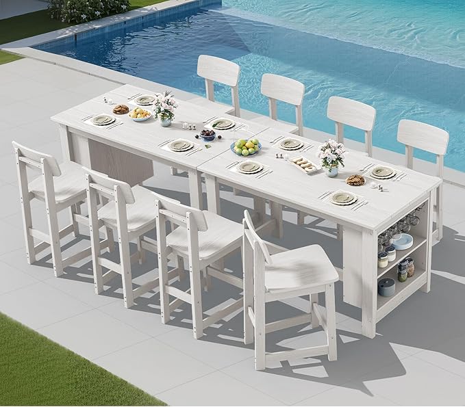 SERWALL Outdoor Bar Table, All Weather HDPE 36" Counter Height Dining Table - Image 9