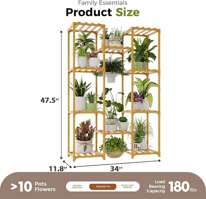 Bamworld Bamboo Plant Stand Indoor Hanging Plants Shelf - Image 4