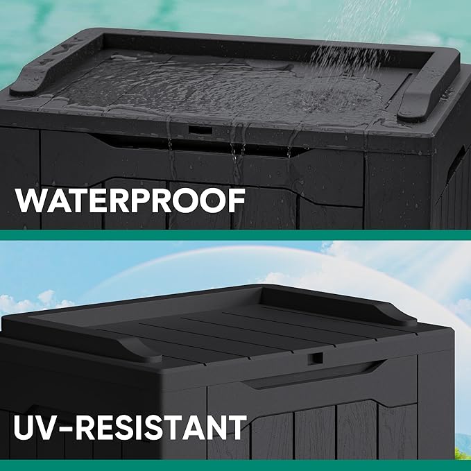 Devoko 30 Gallon Resin Deck Box 2 Pack Outdoor Indoor Waterproof Storage Box - Image 3