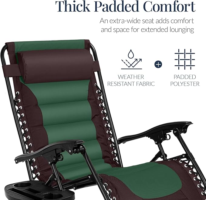 Best Choice Products Oversized Padded Zero Gravity Chair, Folding Outdoor Patio - Image 5