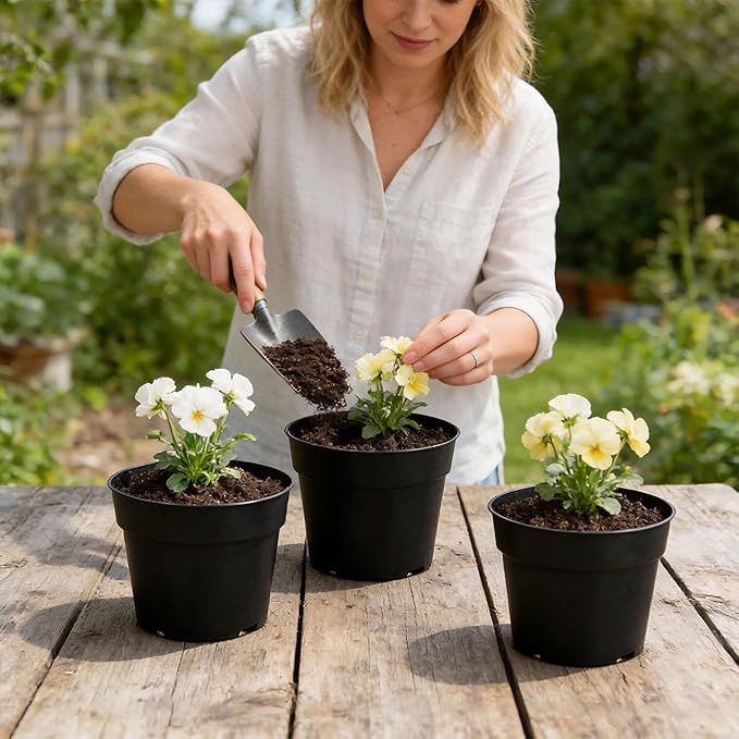 50 Pack 6 Inch Nursery Pots, Plastic Flower Pots, Thick Plant Pots - Image 6