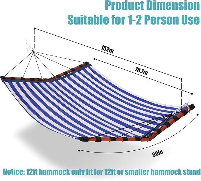 TegerDeger 12FT 2 Person Hammock Large Hammock Quick Dry 450LB Capacity - Image 6
