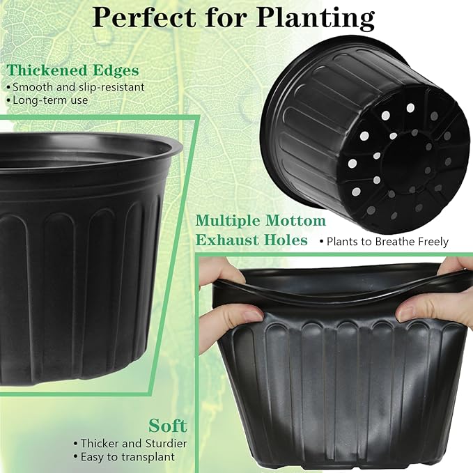 12-Pack 5 Gallon Flexible Plastic Plant Pots, Thickened Soft Seed Starting - Image 3