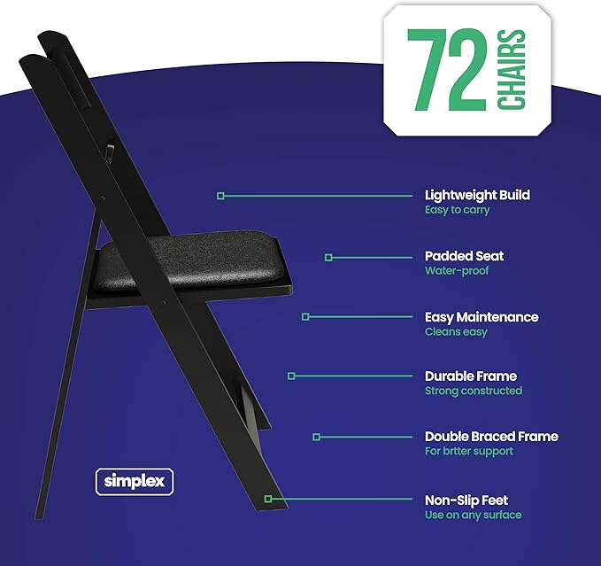 SIMPLEX 72 Black Resin Stackable Folding Chair - Image 2