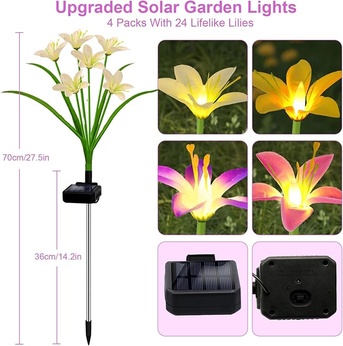 Solar Garden Lights New Upgraded Solar Wild Lily Flower Lights, Yard Patio - Image 2