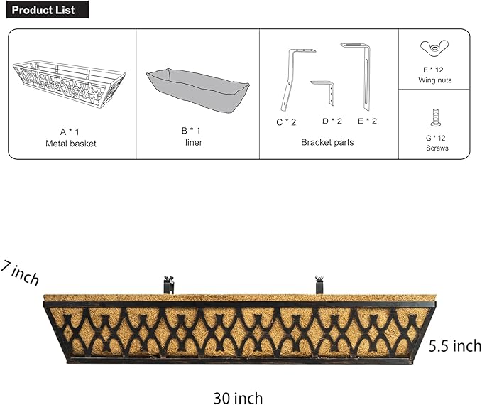 4 Pack 30 Inch Window Boxes Planters Railing Planter Box - Image 7