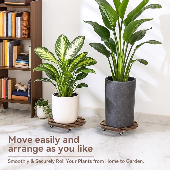 2 Pack Plant Stand Indoor and Outdoor, 12IN Premium Wooden Plant Caddy - Image 7