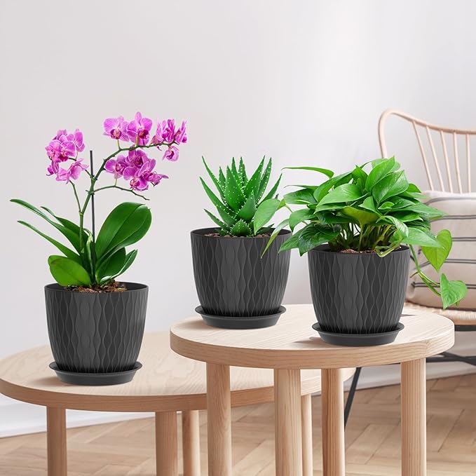 7 inch Plant Pots, 5 Pack Flower Pots - Image 6