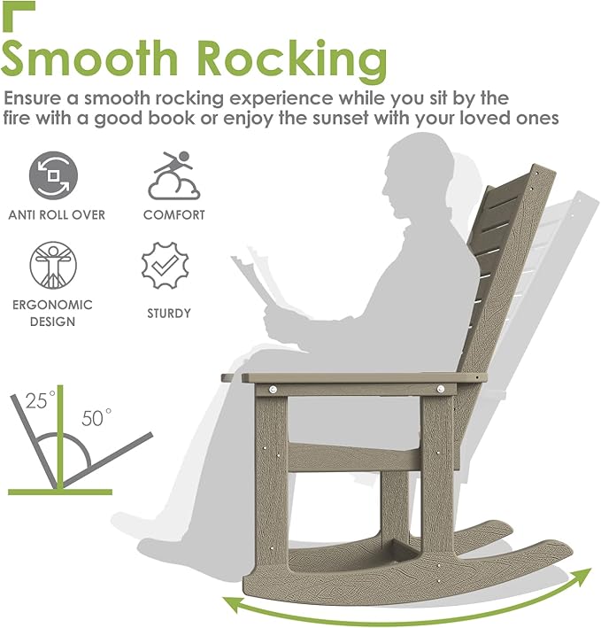 GREENVINES Outdoor Rocking Chair Set | 3-Piece | Desert Brown Wood Grain | 2 - Image 5