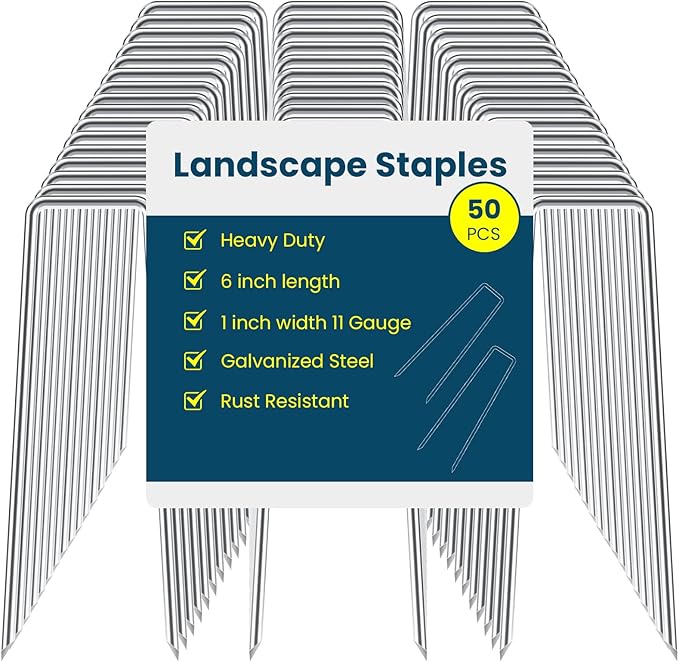 6 Inches Galvanized Garden Staples, Metal Tent Stakes, Heavy Duty U-Shaped Pins by Sweecomb