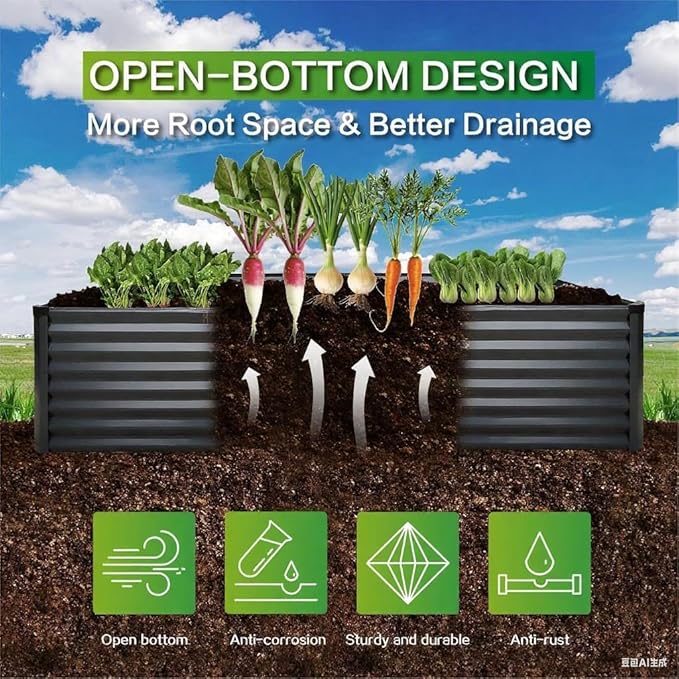 GARDMAX 6x3x1FT Raised Garden Bed Kit, Metal Planter Boxes Outdoor - Image 2