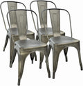 FDW | Set of 4 Metal Dining Chairs | Bronze | Stackable Tolix Side Chairs by FDW