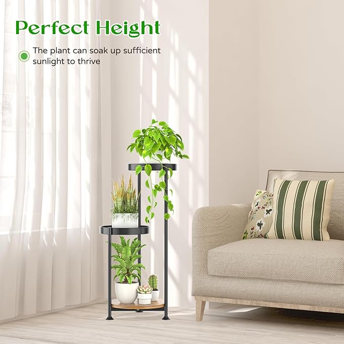 3 Tier Plant Stand Indoor Outdoor, Corner Tierd Metal Flower Shelf Pot Holder - Image 6