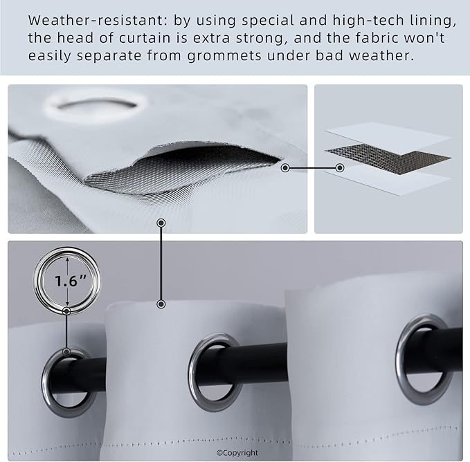 Waterproof Outdoor Curtain W52 x L84 - Image 3