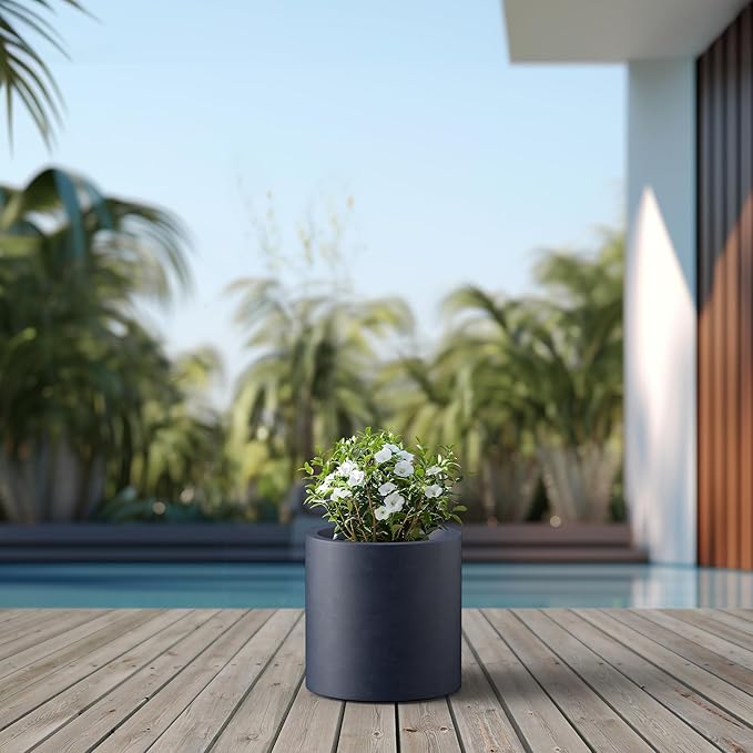 Kante 12.6" Dia Round Concrete Planter, Modern Style Large Cylindrical Plant Pot - Image 5