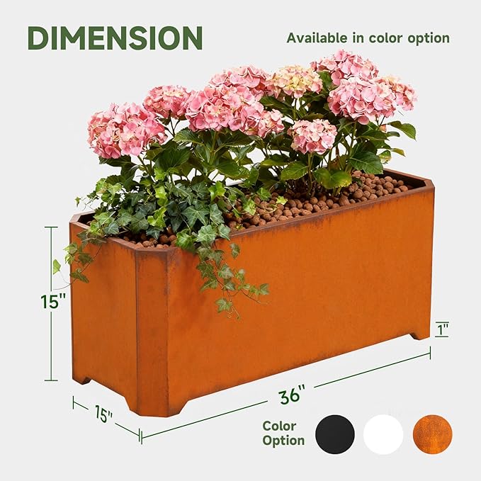 Corten Steel Planter Box-36"x15"x15"-Large Rectangular Planters - Image 2