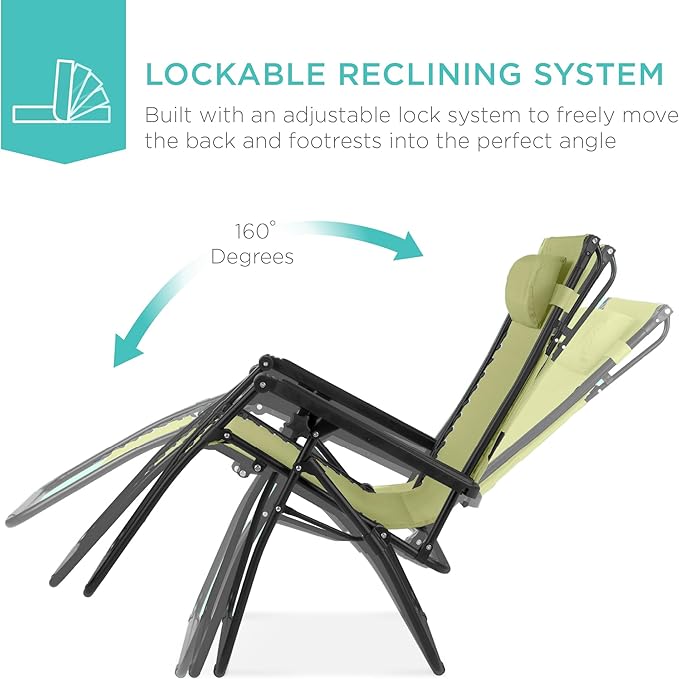 Best Choice Products Folding Zero Gravity Outdoor Recliner Patio Lounge Chair - Image 3