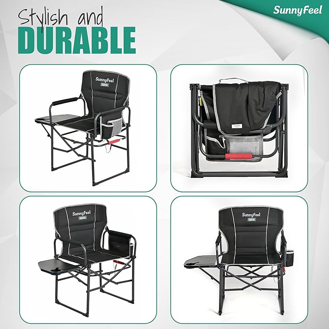 SUNNYFEEL Heated Camping Directors Chair, Heavy Duty, Oversized Outdoor - Image 7