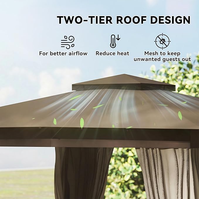 Outsunny 10' x 10' Outdoor Patio Gazebo, Heavy Duty Gazebo Canopy Shelter - Image 3
