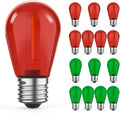 15 Pack S14 Colored LED String Light Bulbs, 1W Plastic Shatterproof Replacement by GvvooHome