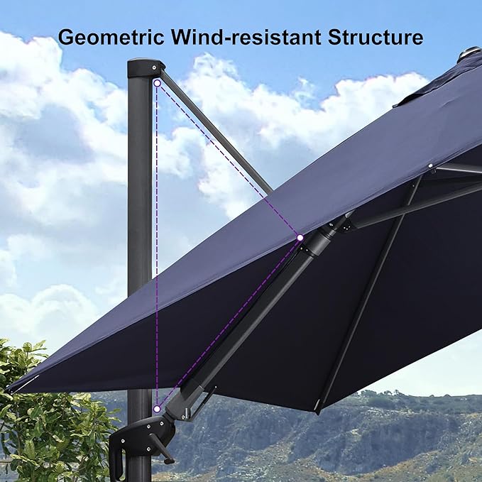 PURPLE LEAF 9' X 12' Left-right Tilt Patio Umbrella Outdoor Cantilever Swivel - Image 9
