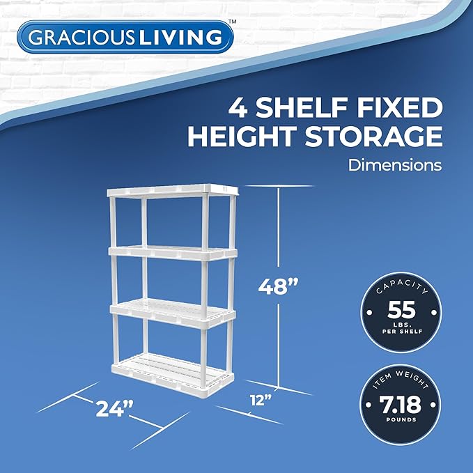 Gracious Living 4 Shelf Knect-A-Shelf Ventilated Light Duty Storage Home - Image 3