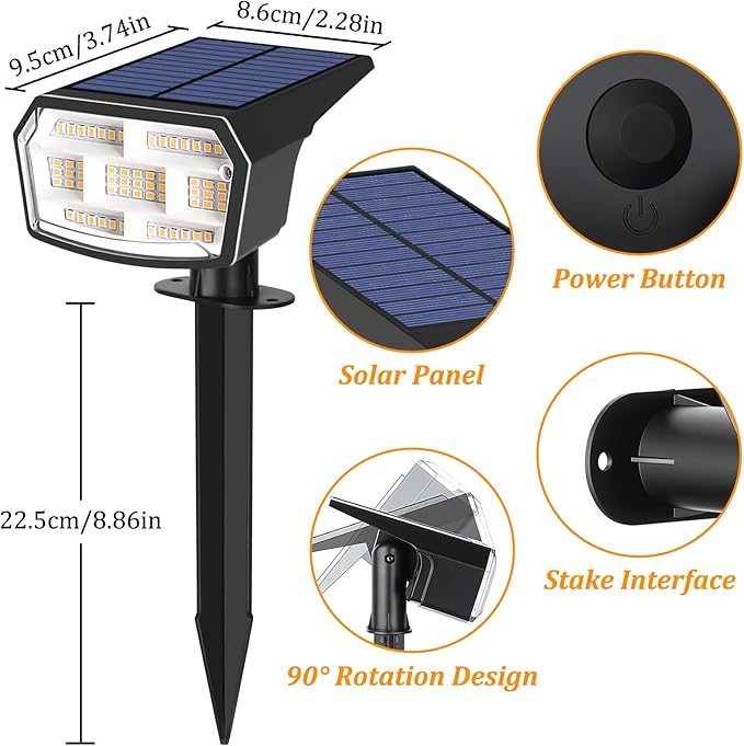 Sucolite 6-Pack Solar Spot Lights Outdoor Waterproof IP65, 3 Lighting Modes - Image 7