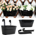 2 Pack Metal Hanging Planter for Outdoor Plants, 10 Inch Black Fence Planters by JOYFERNAL