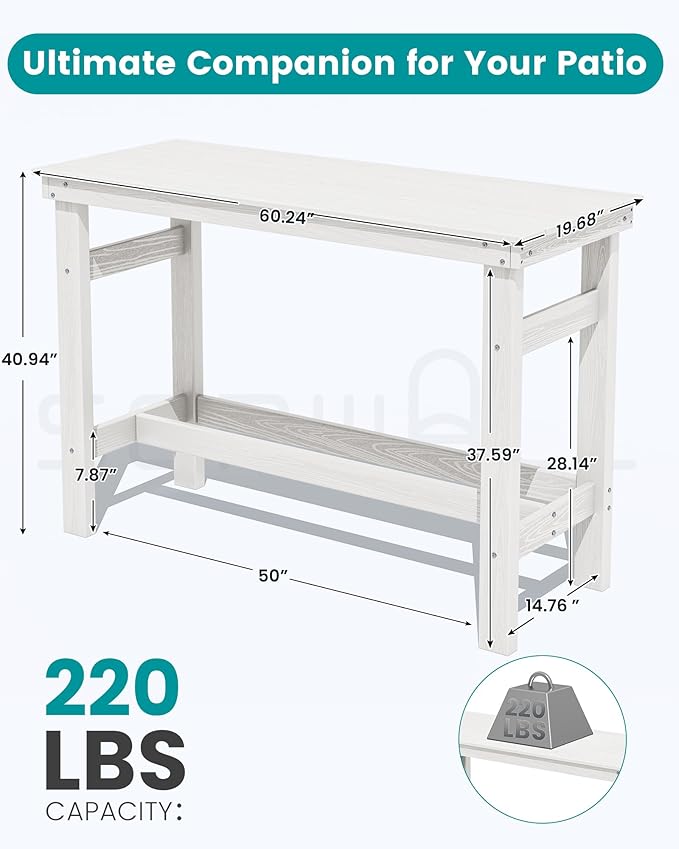 SERWALL 41" Outdoor Bar Table - Image 5