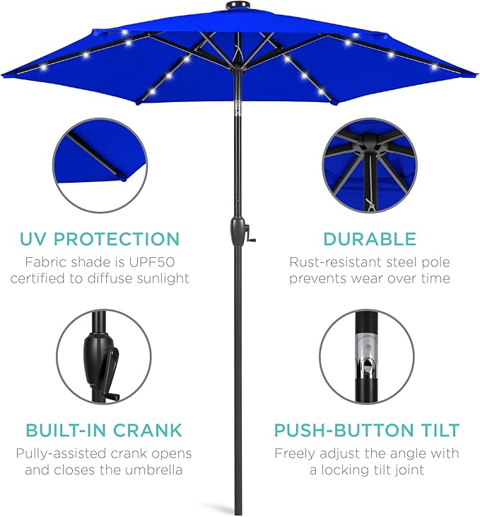 Best Choice Products 7.5ft Outdoor Solar Market Table Patio Umbrella - Image 5