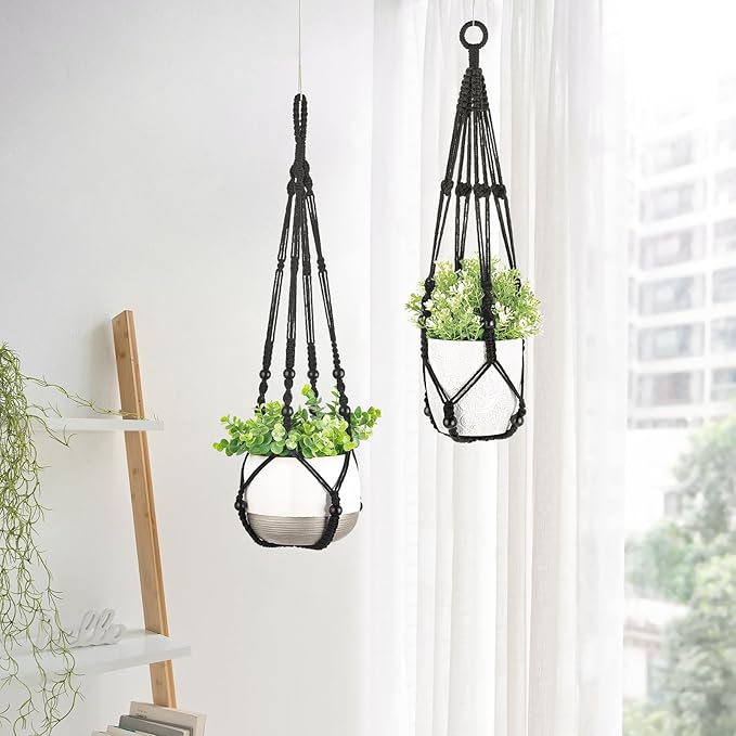 Mkono 3 Pack Macrame Plant Hangers Indoor Different Size Hanging Planter Basket - Image 3
