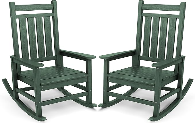 SERWALL Oversized Outdoor Rocking Chair Set of 2, HDPE Rocker by SERWALL