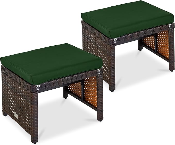 Best Choice Products Set of 2 Wicker Ottomans, Additional Seating, Side Table by BestChoiceProducts