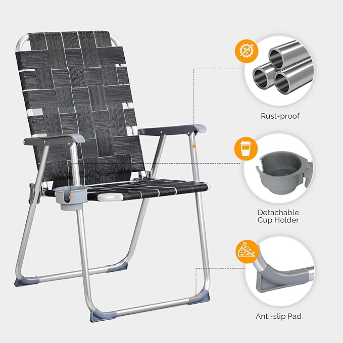 VINGLI Aluminum Patio Lawn Chairs Folding Set of 2 - Image 4