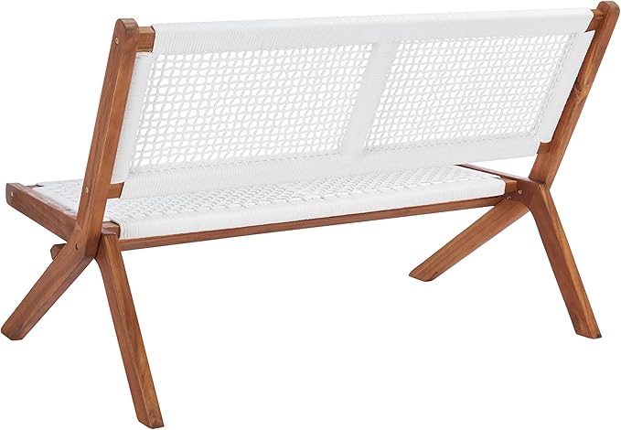 SAFAVIEH Outdoor Collection Kobina Natural Acacia Wood/White Rope Foldable Bench - Image 11