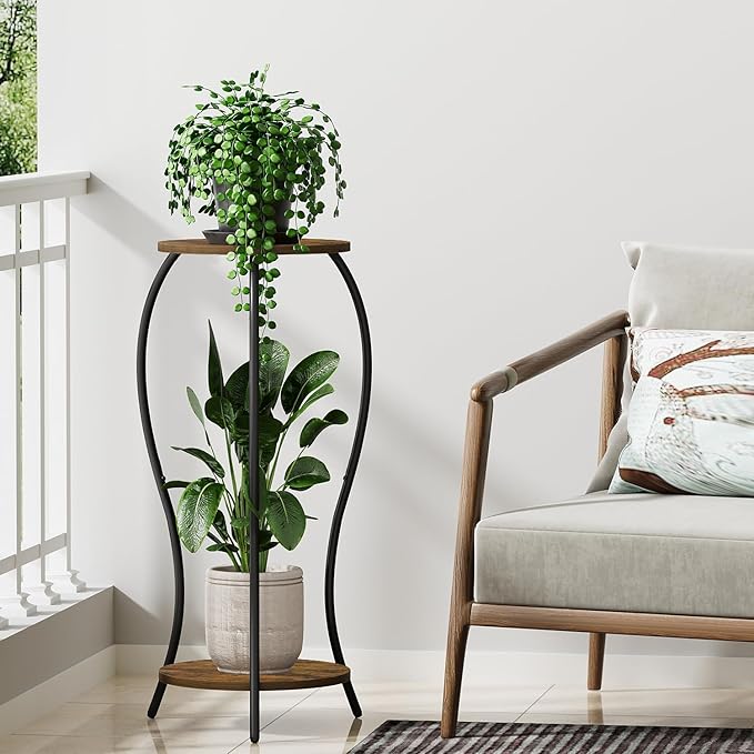 Plant Stand Indoor, 2 Tier Round Tall Plant Stand, Flower Pot Stand, Plant - Image 5
