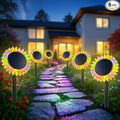 Outdoor Solar Lights, 6 Pack Led Solar Sunflower Lights, Stake/Wall 2-in-1 by GIUNN