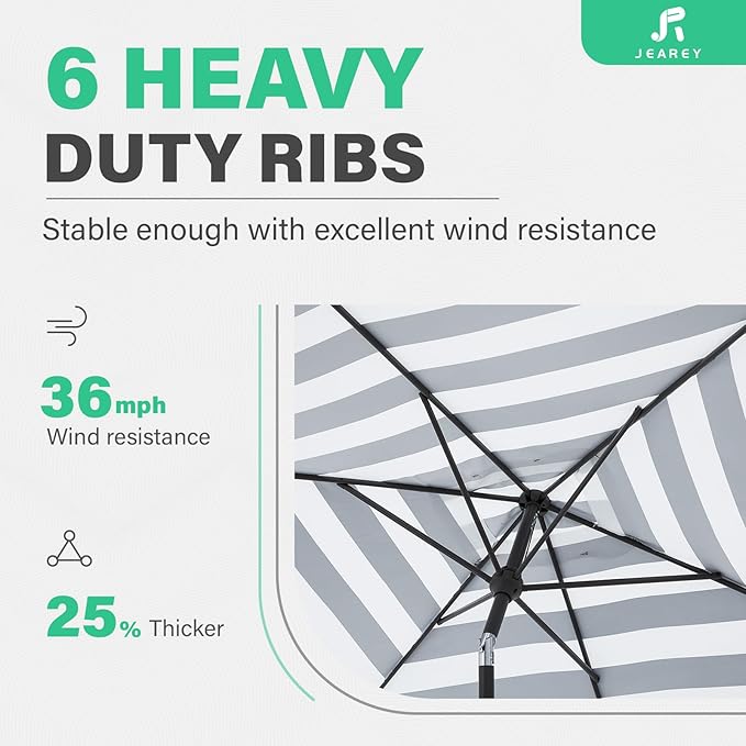 JEAREY 6.5x10 ft Rectangular Patio Umbrellas Rectangle Outdoor Umbrella - Image 9