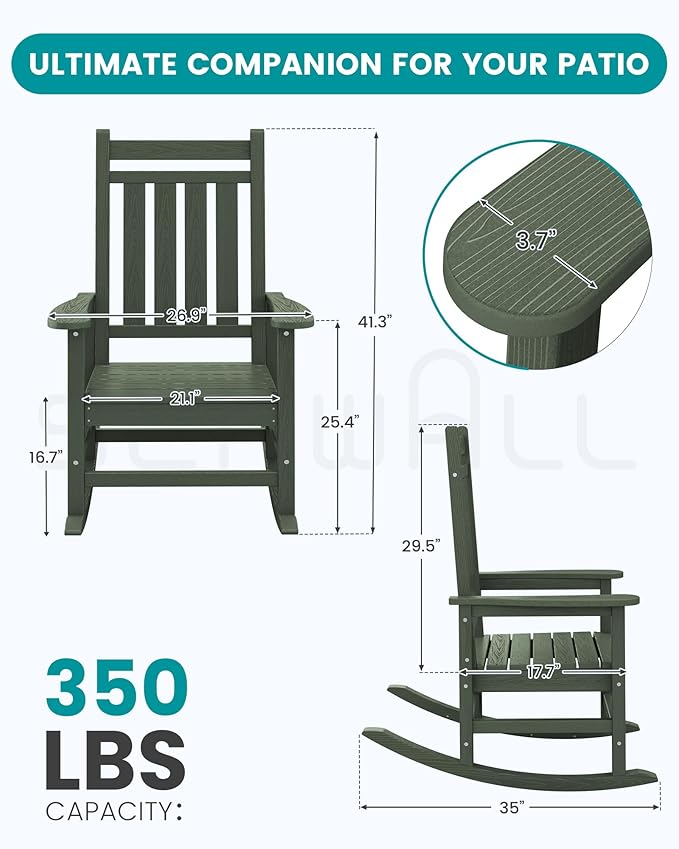 SEWALL HDPE Rocking Chair, Oversized Outdoor Rocking Chair - Image 2